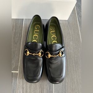 Brand New: Gucci Black Leather Platform Loafer